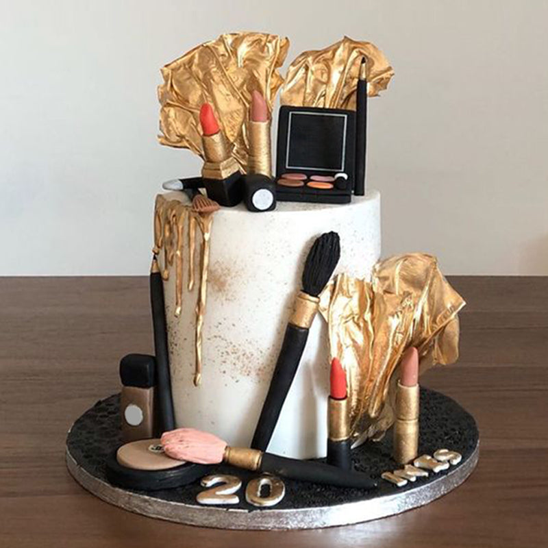 4-Piece Makeup Set: Lipstick, Eyebrow Pencil, Blush, Brush Fondant Molds