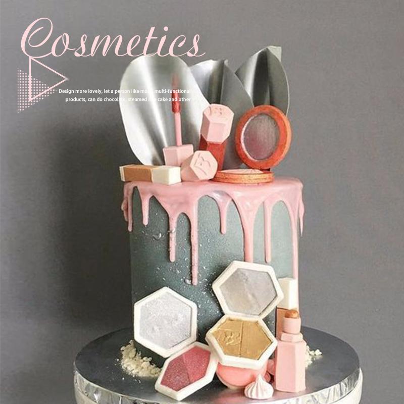4-Piece Makeup Set: Lipstick, Eyebrow Pencil, Blush, Brush Fondant Molds