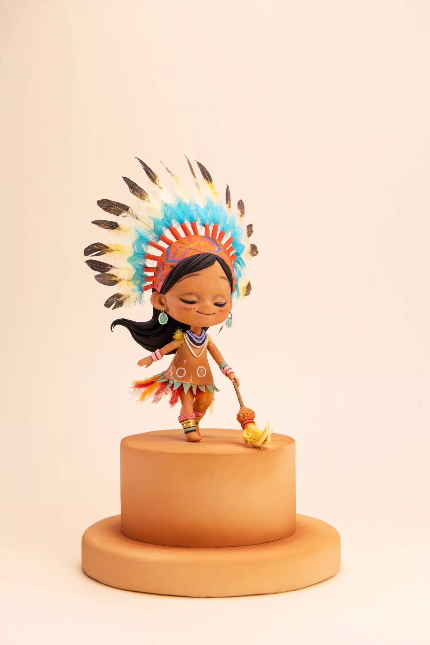 Feather Crown Tribal Girl Fondant Figurine Masterclass