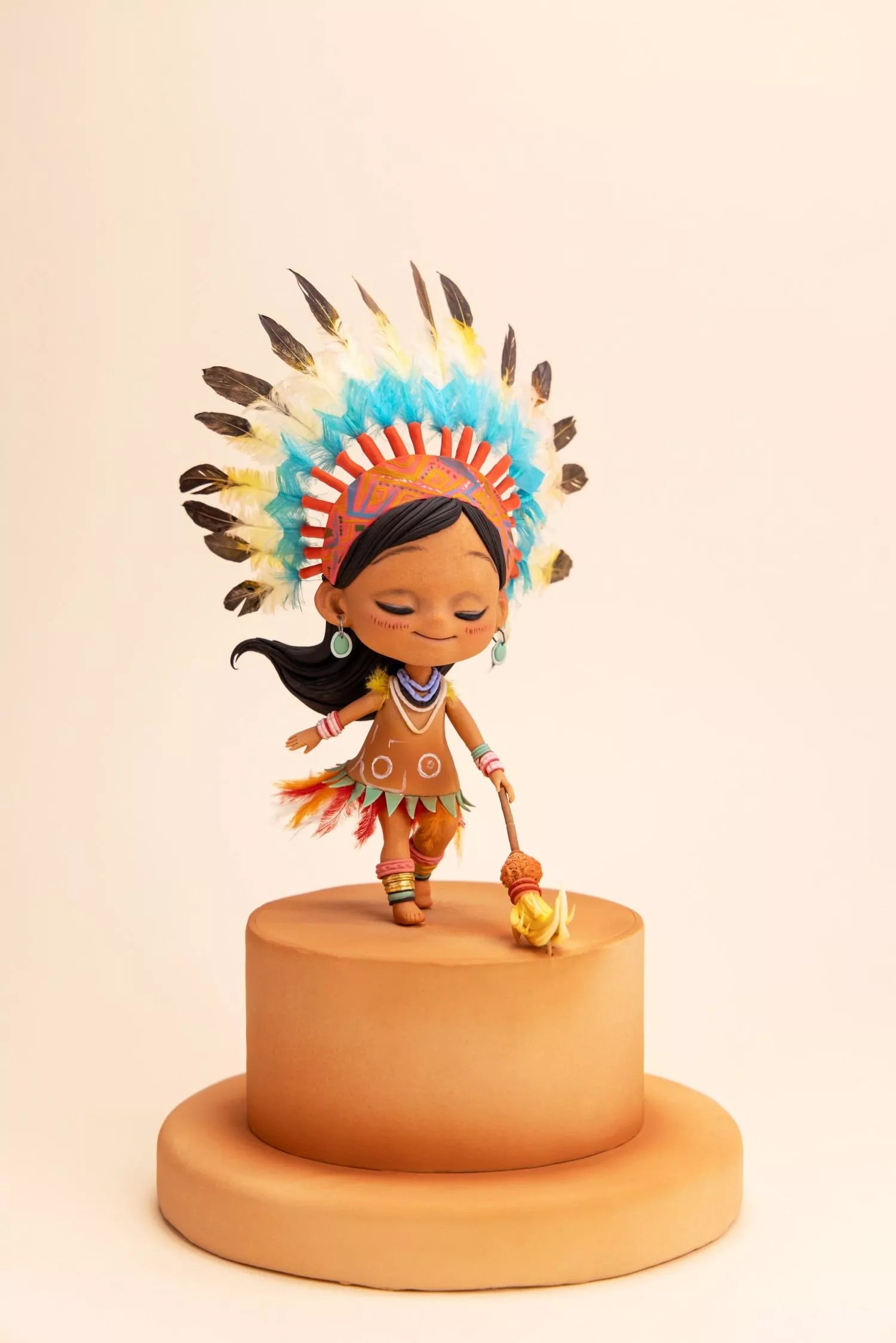 Feather Crown Tribal Girl Fondant Figurine Masterclass
