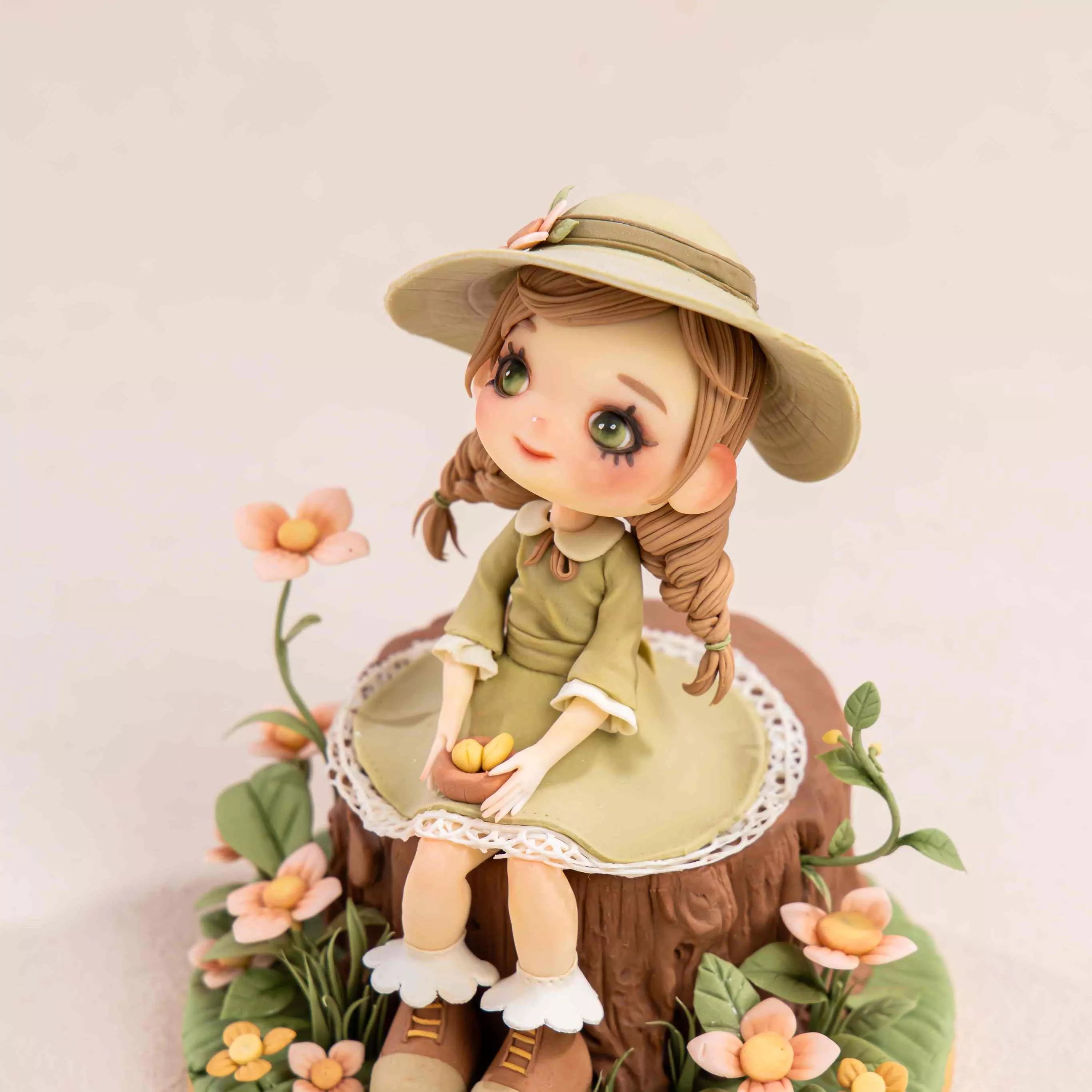 Girl on the Tree Stump Fondant Figurine Masterclass