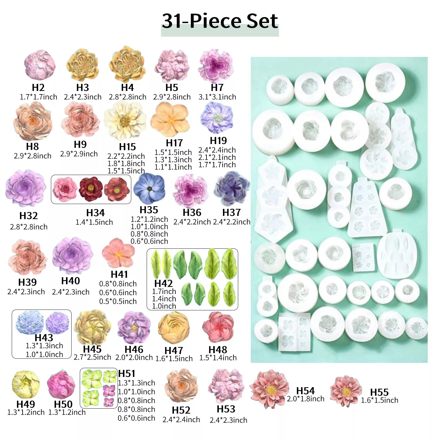 Flower Piping SIlicone Molds Set