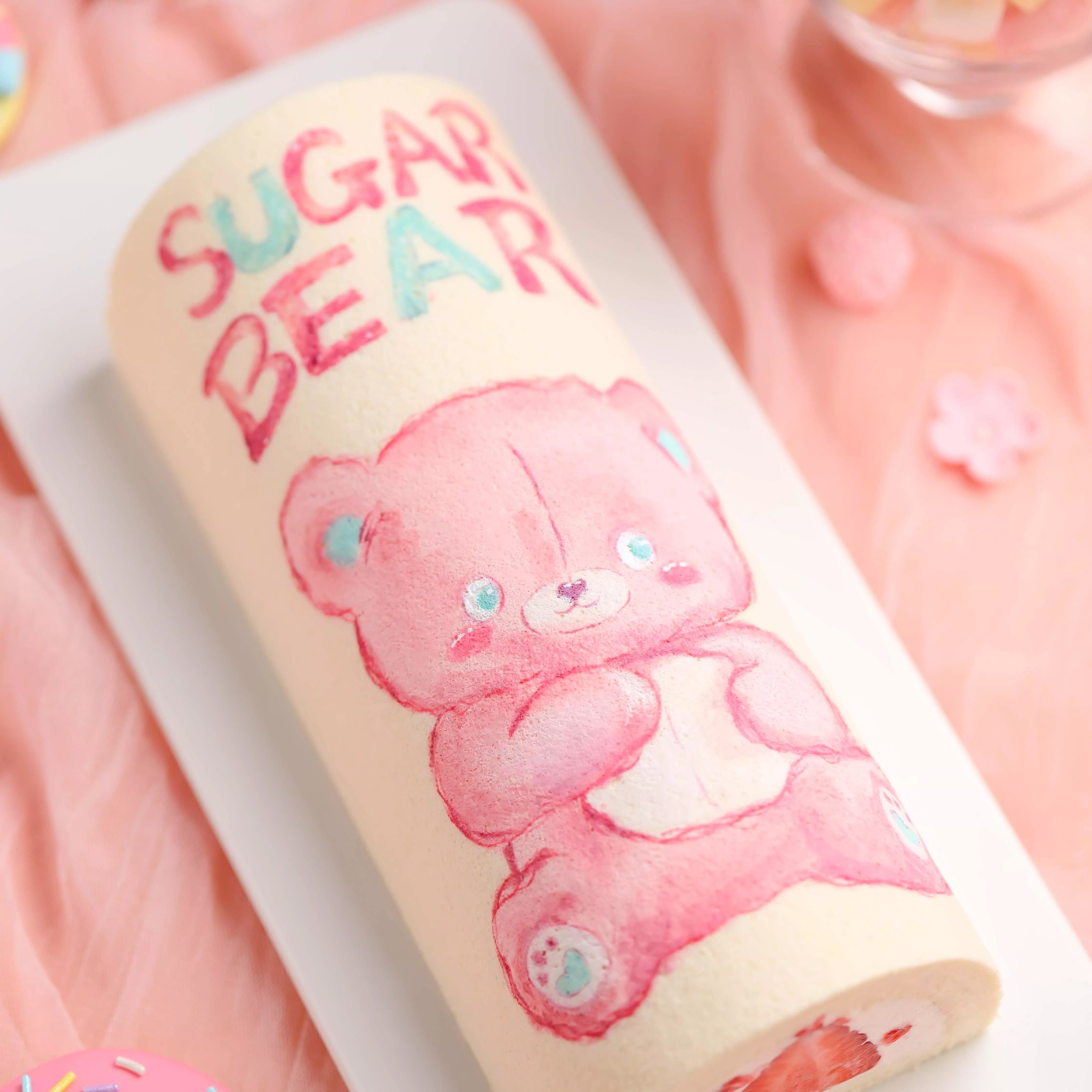 Hand-Painted Pink Bear Swiss Roll Cake Masterclass