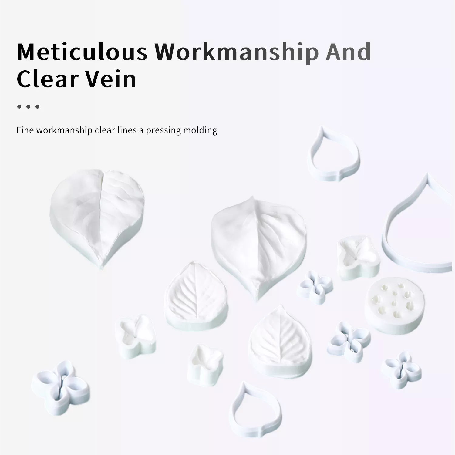 Realistic Lilac Petal and Leaf Sugar Paste Cutting And Embossing Silicone Mold Set