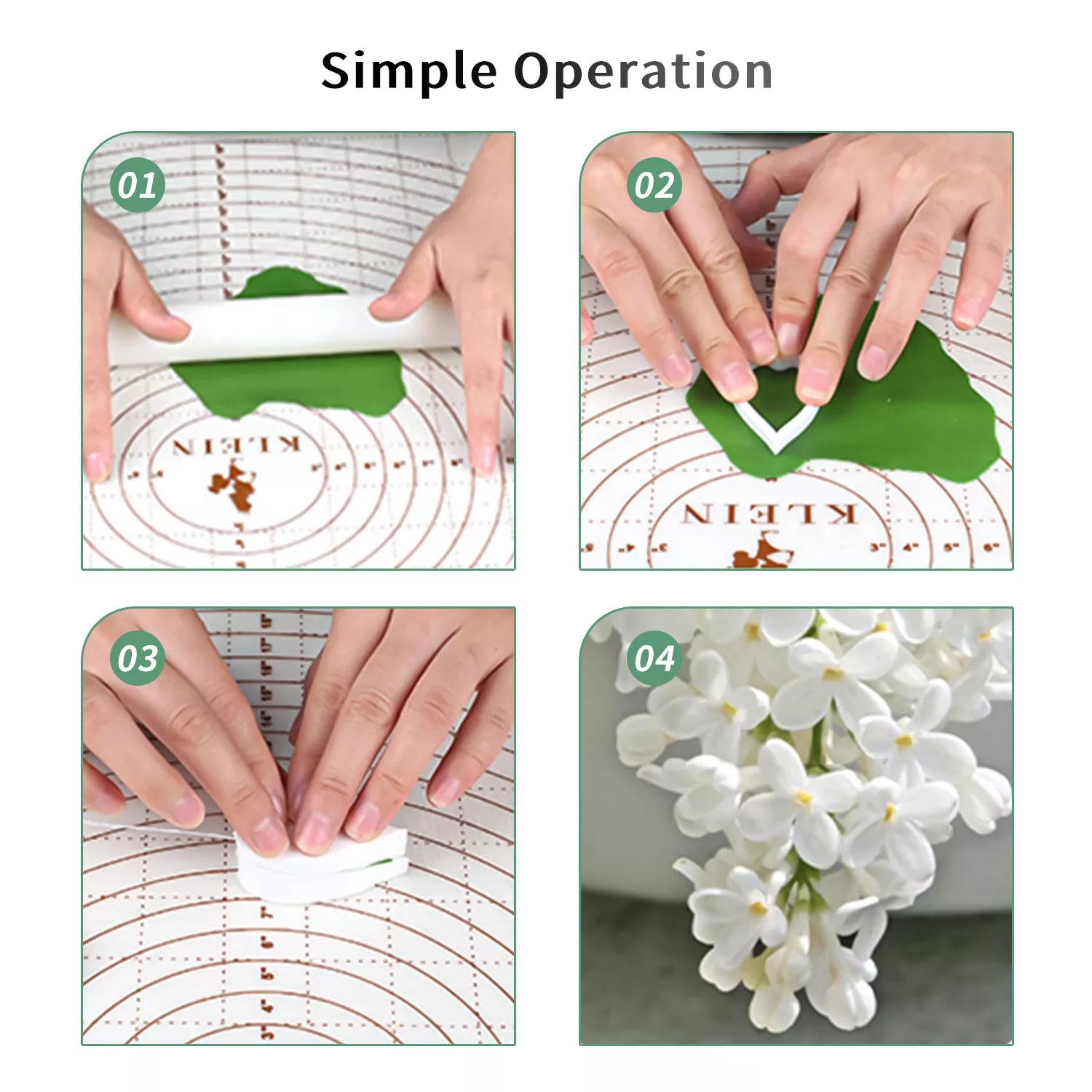 Realistic Lilac Petal and Leaf Sugar Paste Cutting And Embossing Silicone Mold Set