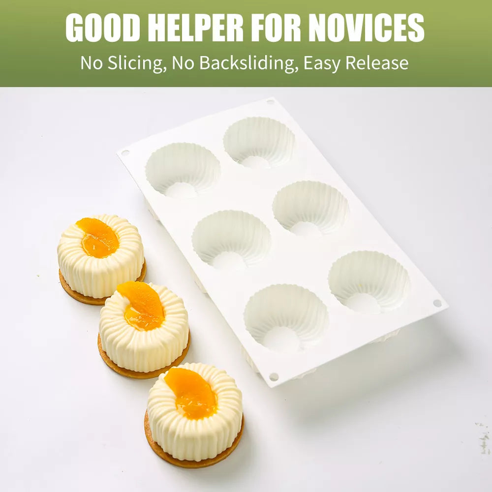 6-Cavity Knitted Texture Cup Mold White Silicone Mold