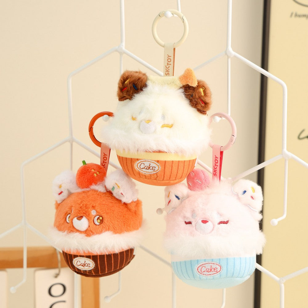 Cute Fox Cupcake Plush Keychain - Adorable Dessert Animal Bag Charm & Pendant