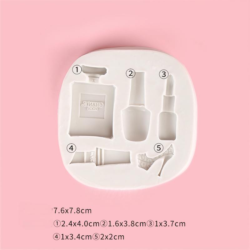 4-Piece Makeup Set: Lipstick, Eyebrow Pencil, Blush, Brush Fondant Molds