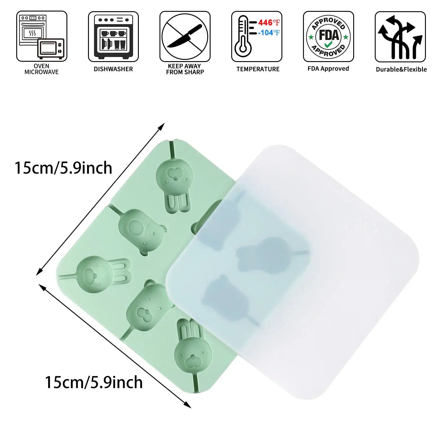 Molde de Piruleta de Dibujos Animados de Silicona con Tapa