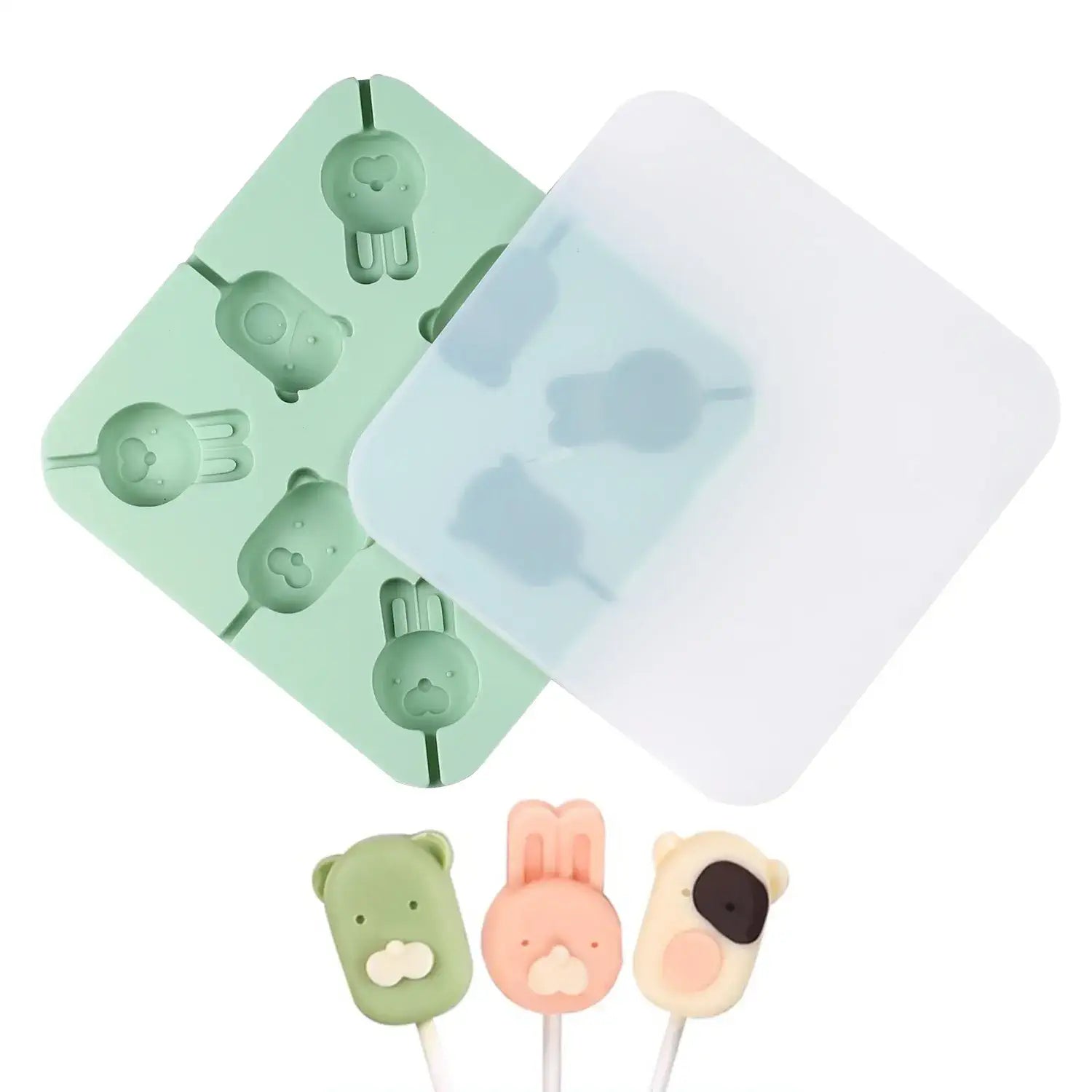Molde de Piruleta de Dibujos Animados de Silicona con Tapa