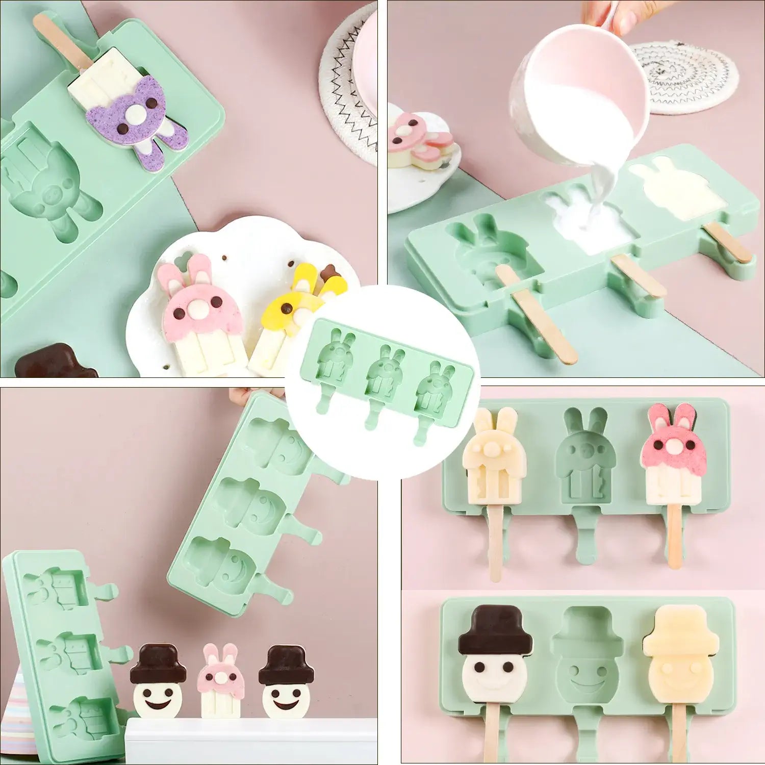 Triple Cartoon Ice Cream Mold