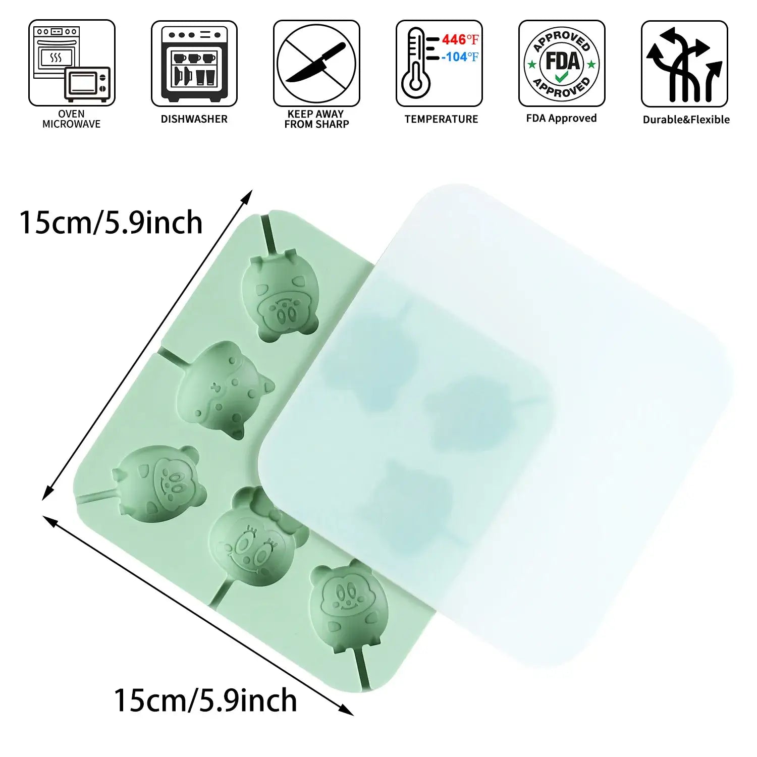 Molde de Piruleta de Dibujos Animados de Silicona con Tapa