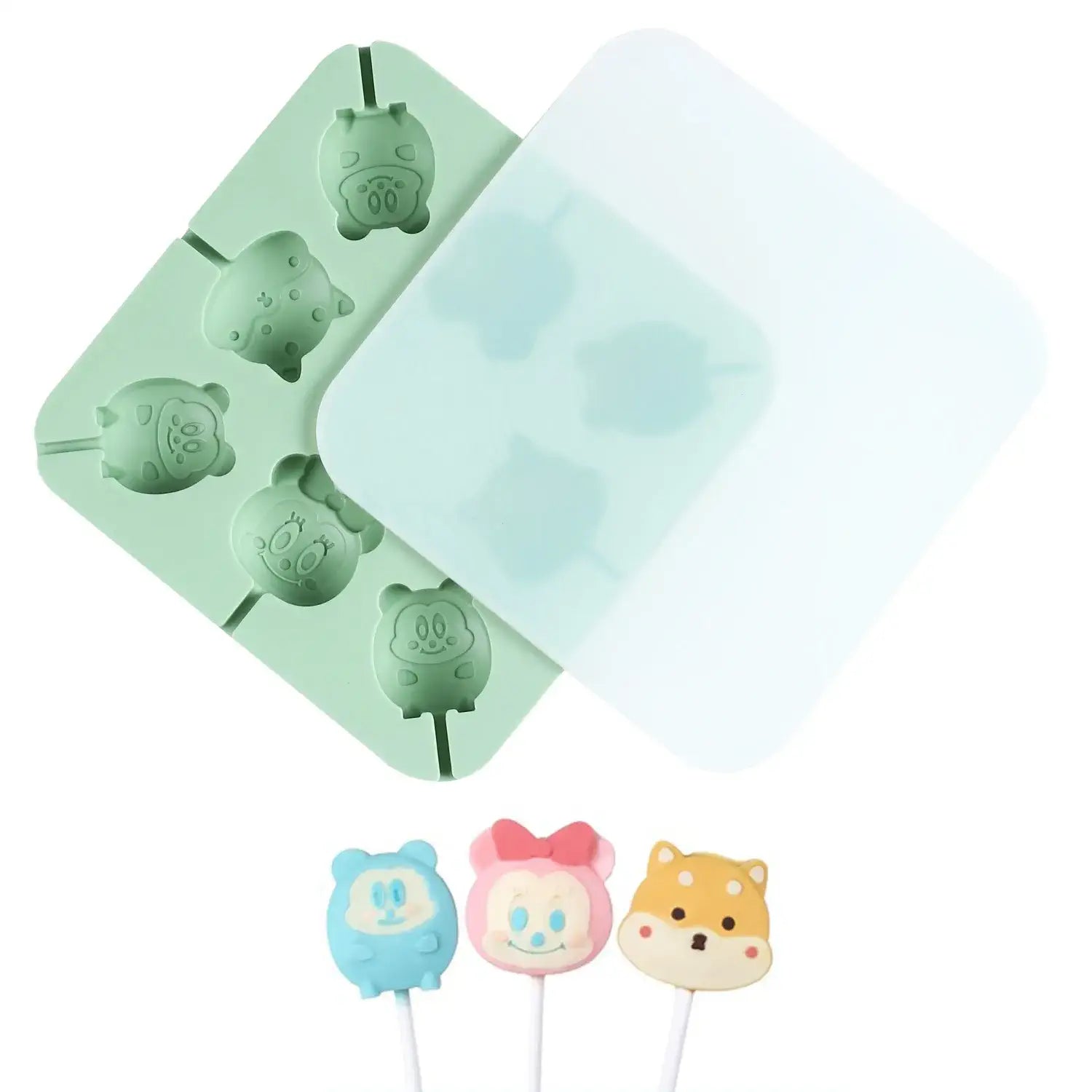 Molde de Piruleta de Dibujos Animados de Silicona con Tapa