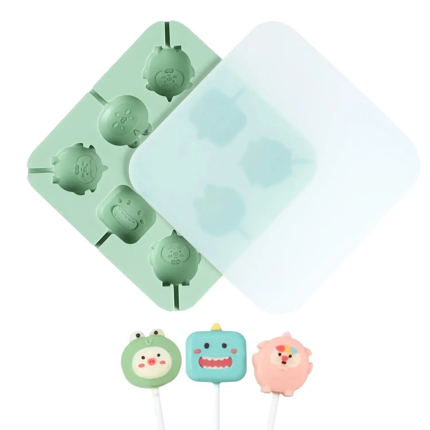Molde de Piruleta de Dibujos Animados de Silicona con Tapa