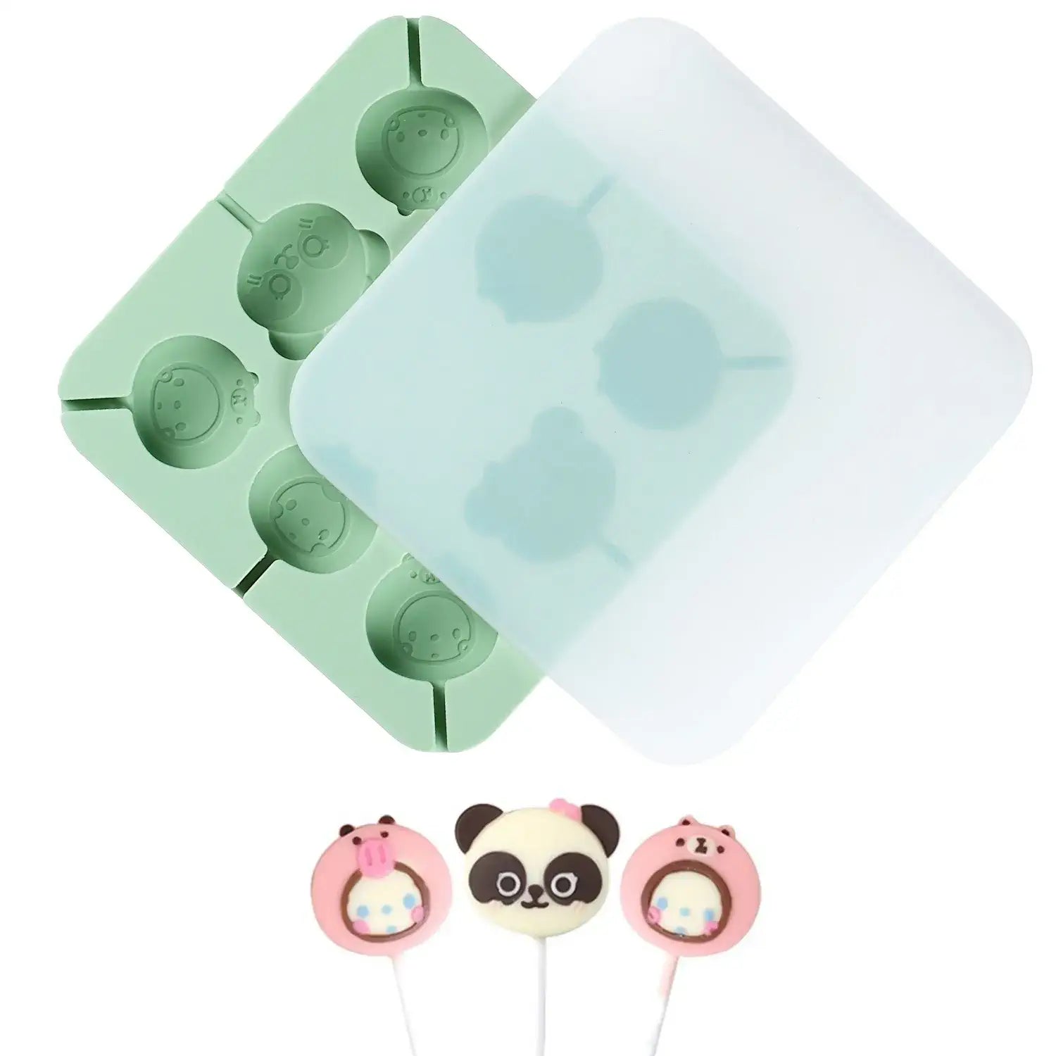 Molde de Piruleta de Dibujos Animados de Silicona con Tapa