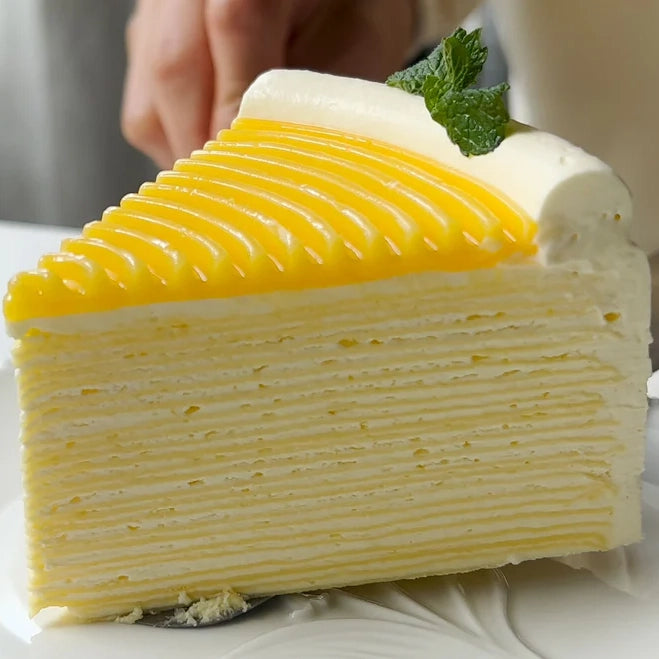 Lemon Crepe Cake with Lemon Curd Top