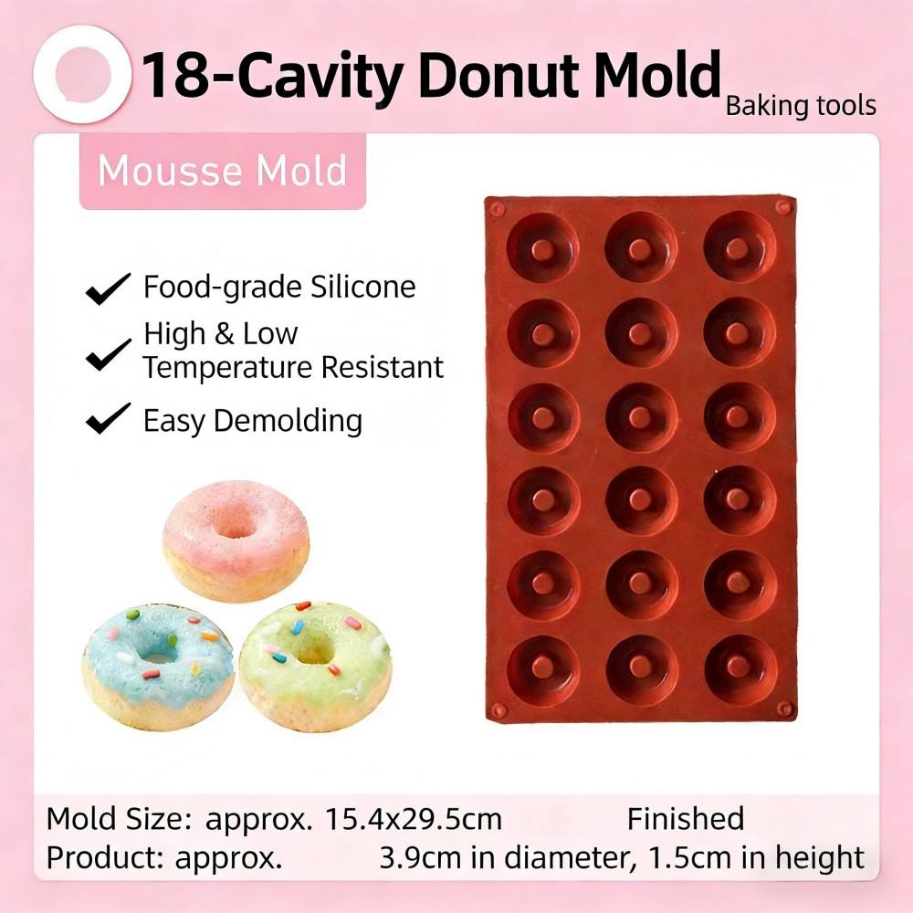 18-Cavity Mini Donut Silicone Mold