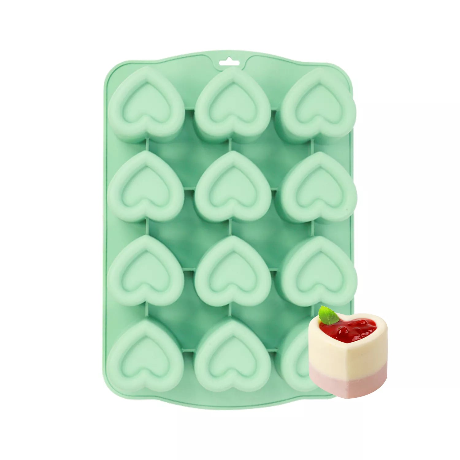12-Cavity Heart-Shaped Silicone Mold