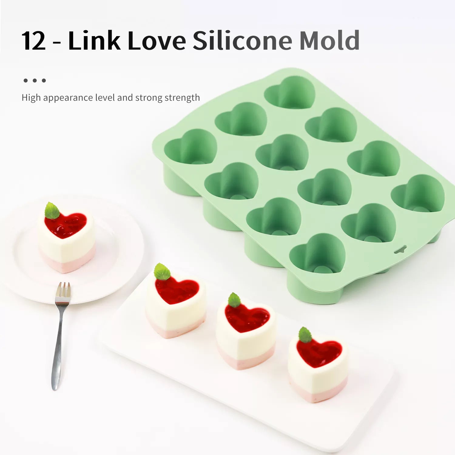12-Cavity Heart-Shaped Silicone Mold