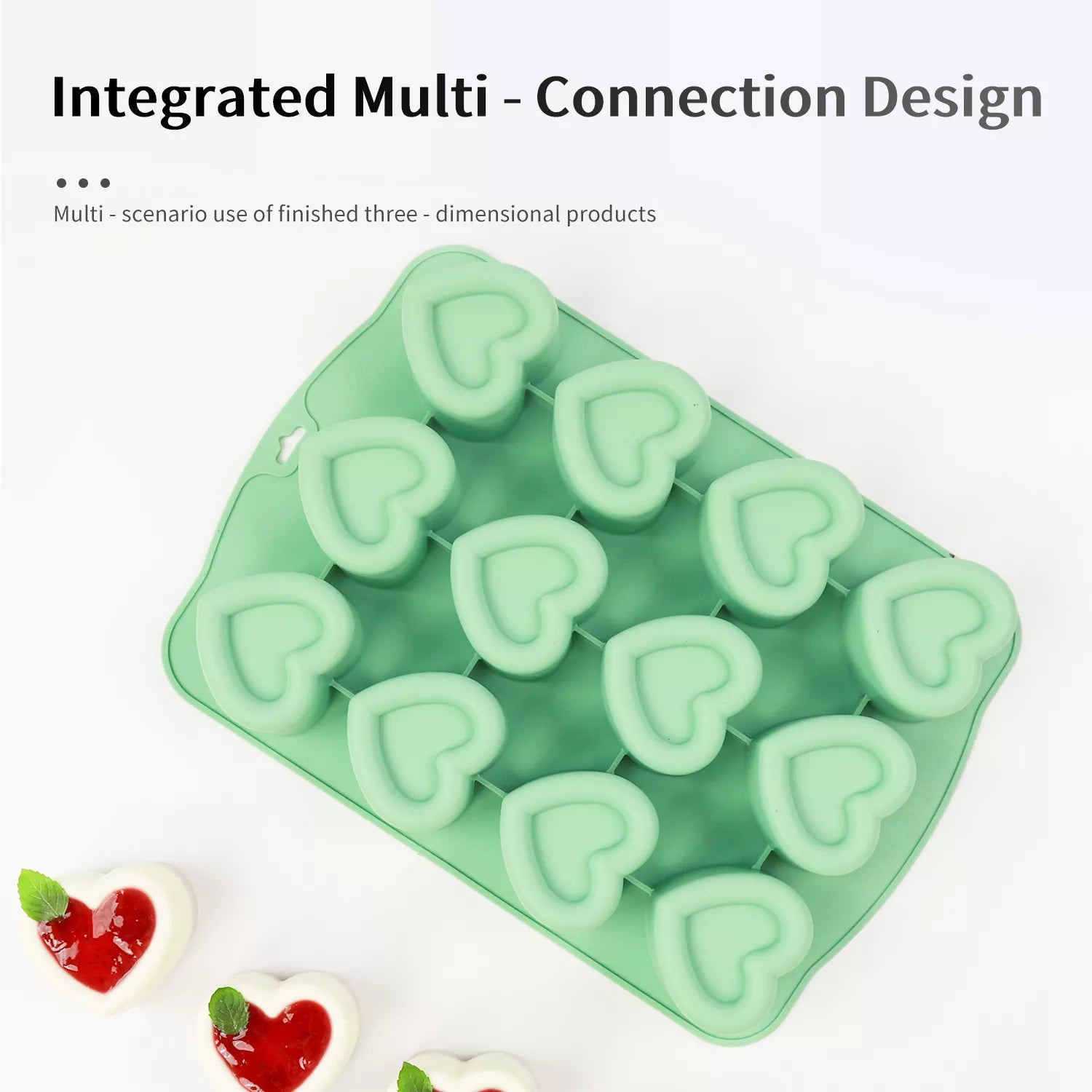 12-Cavity Heart-Shaped Silicone Mold