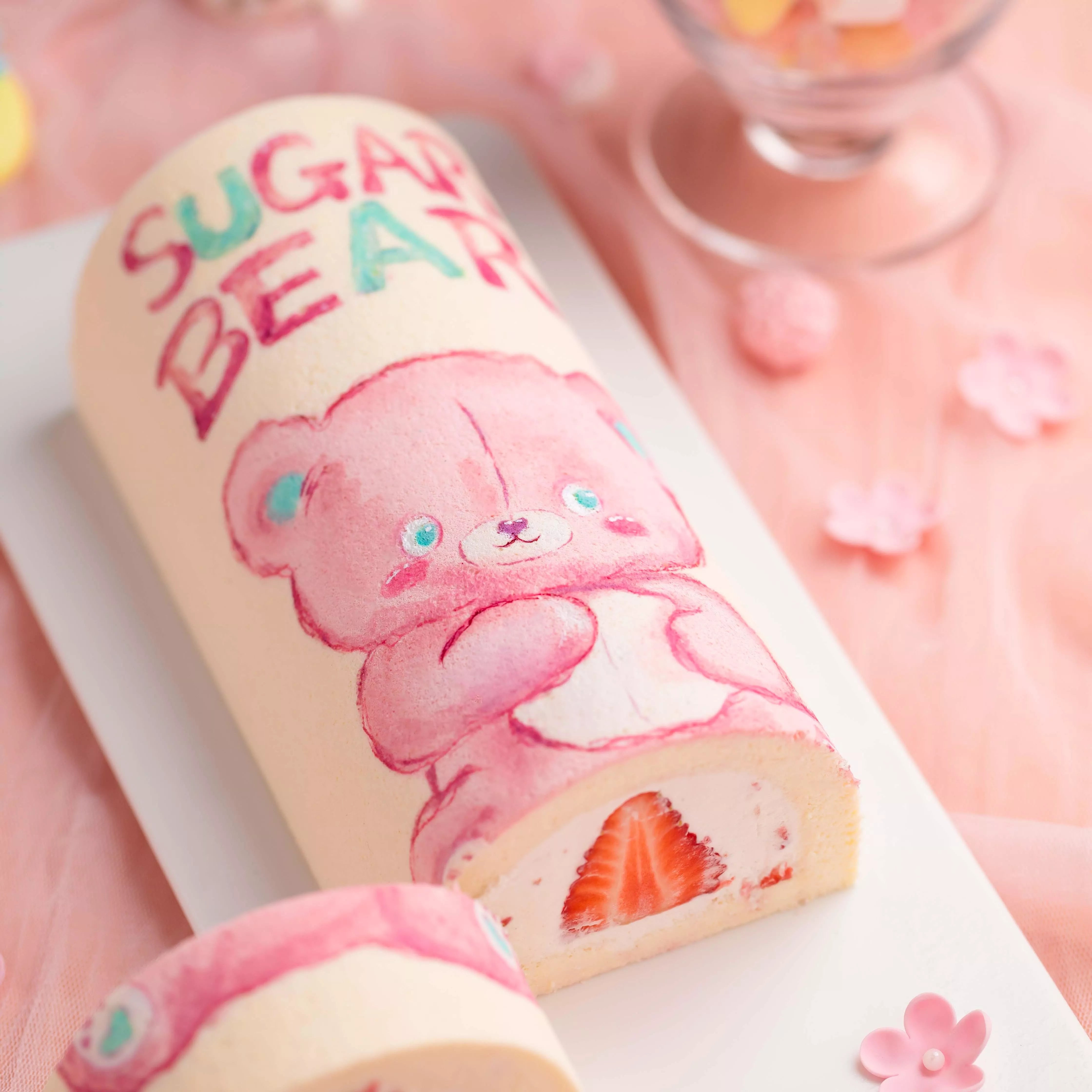 Hand-Painted Pink Bear Swiss Roll Cake Masterclass