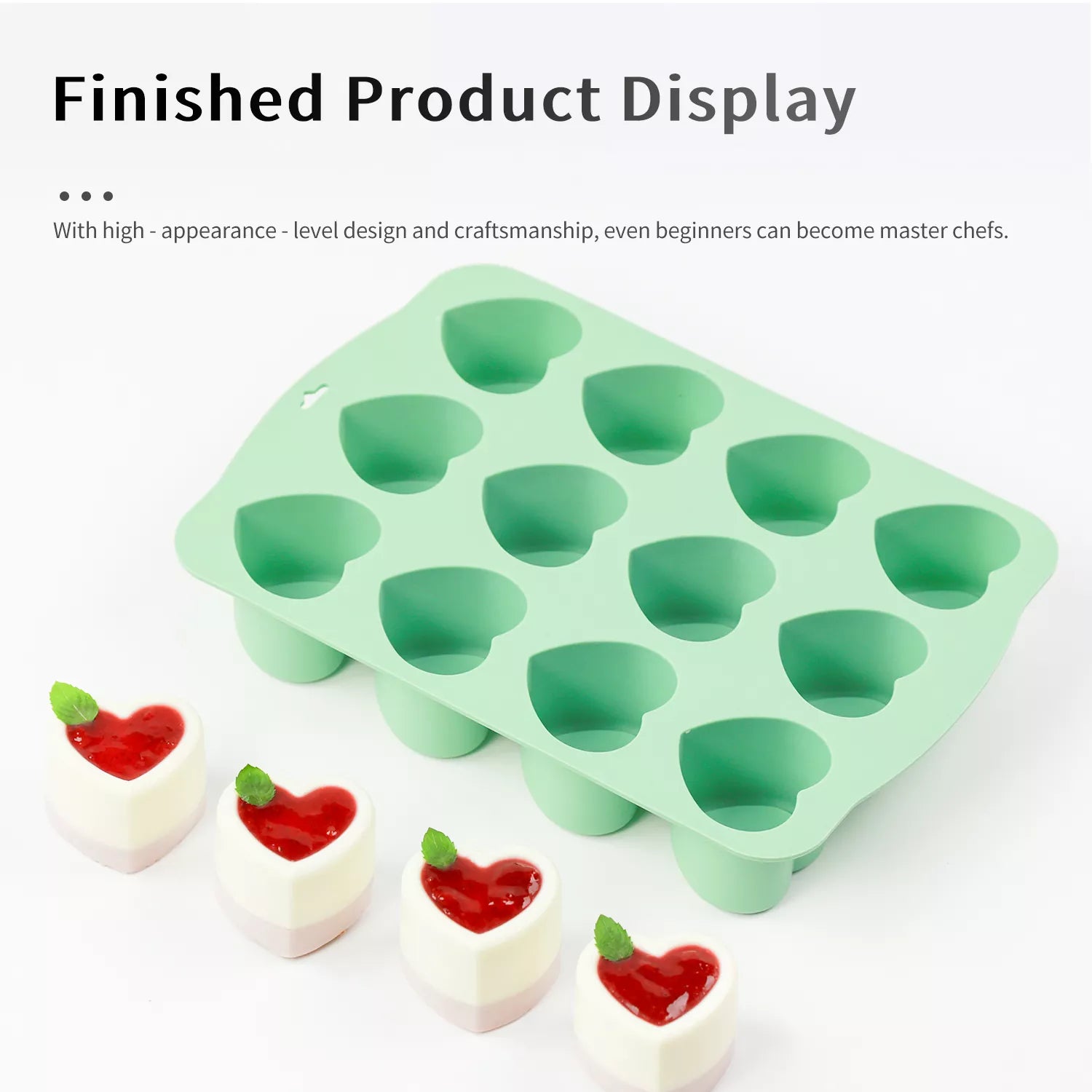 12-Cavity Heart-Shaped Silicone Mold