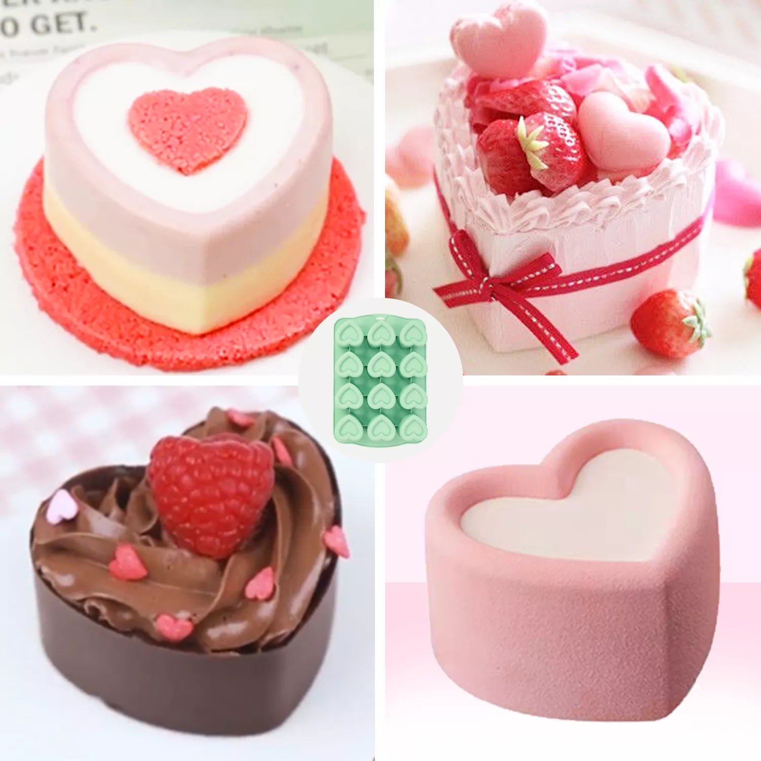 12-Cavity Heart-Shaped Silicone Mold