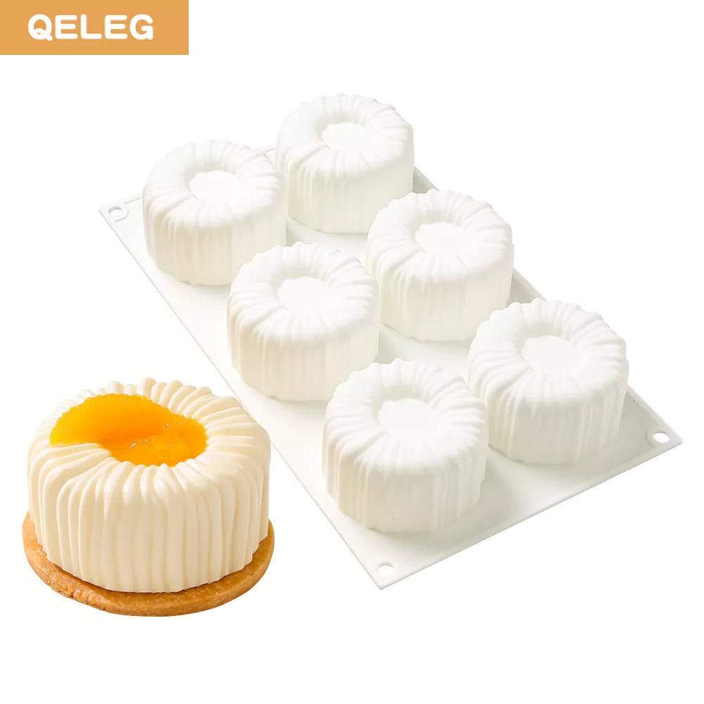 6-Cavity Knitted Texture Cup Mold White Silicone Mold