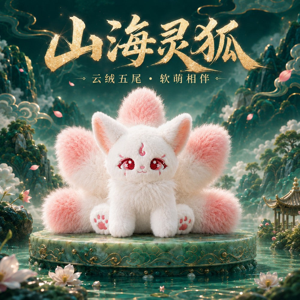 "Classic of Mountains and Seas" Spirit Fox Plush Doll - Mythical Chinese Style Soft Toy