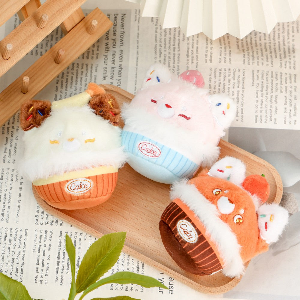 Cute Fox Cupcake Plush Keychain - Adorable Dessert Animal Bag Charm & Pendant