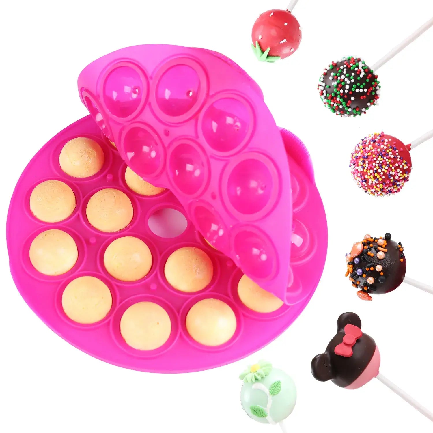 18 Capacity Silicone Lollipop Molds Chocolate Hard Candy Sucker Mold ...